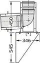 Edelstahl-Außenwandanschluss mit anpassbarer Form für ein Abgassystem, geeignet für die Fassade. Produkt von Vaillant, dargestellt in technischer Zeichnung.